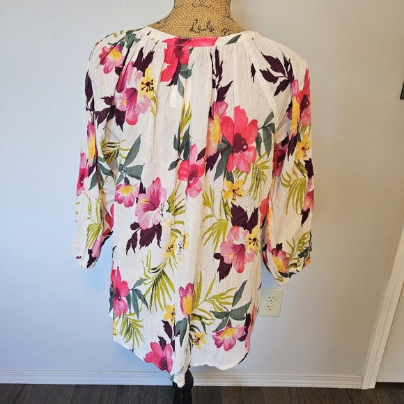 Chaps Tropical Floral Top Blouse Size Petite Medium NWT - Picture 4 of 7